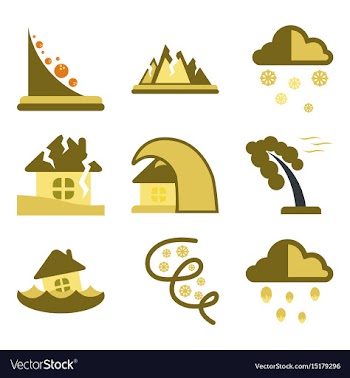 Assembly flat icons natural disasters vector image