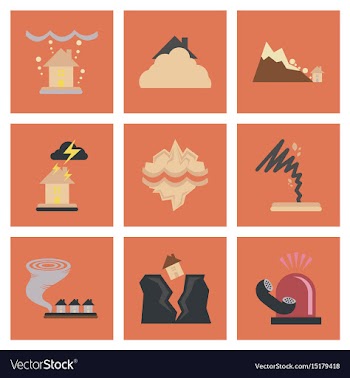 Assembly flat icons natural disasters vector image