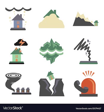 Assembly flat icons natural disasters vector image