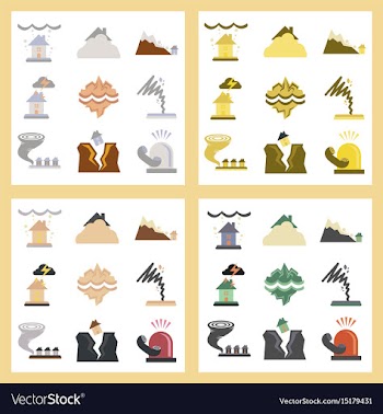 Assembly flat icons natural disasters vector image