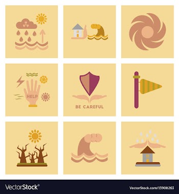 Assembly flat icons natural disasters vector image