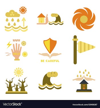 Assembly flat icons natural disasters vector image