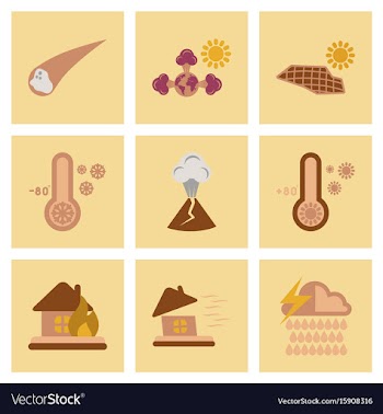 Assembly flat icons natural disasters vector image