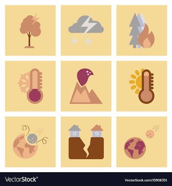 Assembly flat icons natural disasters vector image