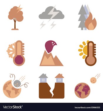 Assembly flat icons natural disasters vector image