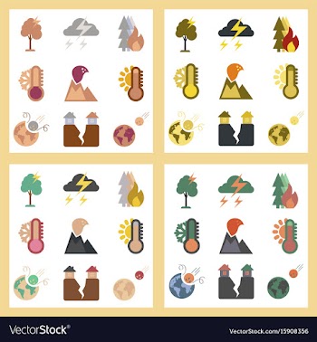 Assembly flat icons natural disasters vector image