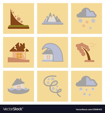 Assembly flat icons natural disasters vector image