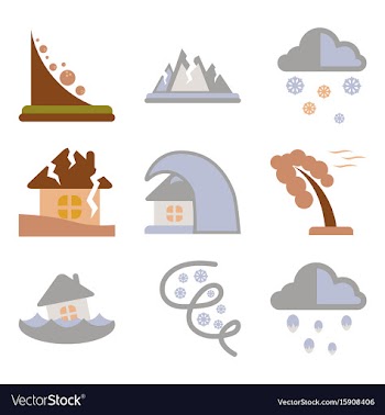 Assembly flat icons natural disasters vector image