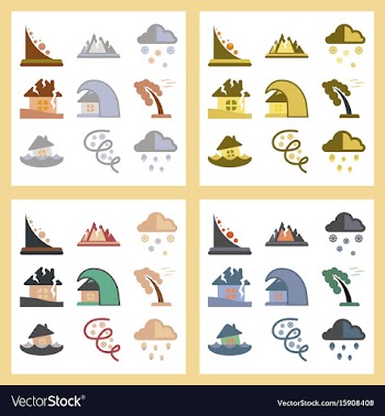 Assembly flat icons natural disasters vector image