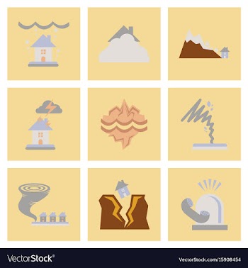 Assembly flat icons natural disasters vector image