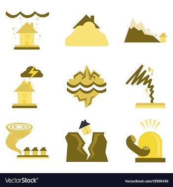 Assembly flat icons natural disasters vector image