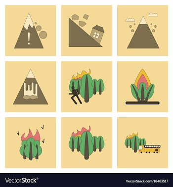 Assembly flat icons natural disasters vector image