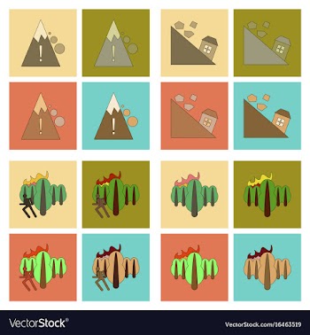 Assembly flat icons natural disasters vector image