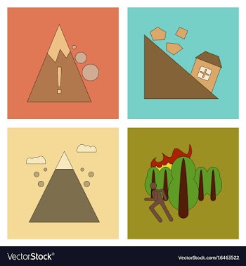 Assembly flat icons natural disasters vector image