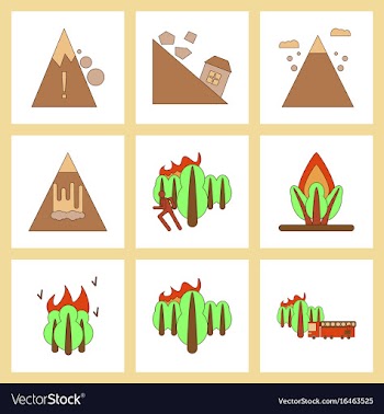 Assembly flat icons natural disasters vector image