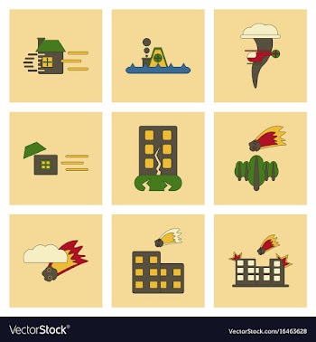 Assembly flat icons natural disasters vector image