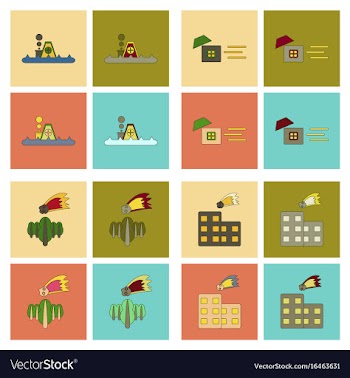 Assembly flat icons natural disasters vector image