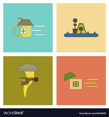 Assembly flat icons natural disasters vector image