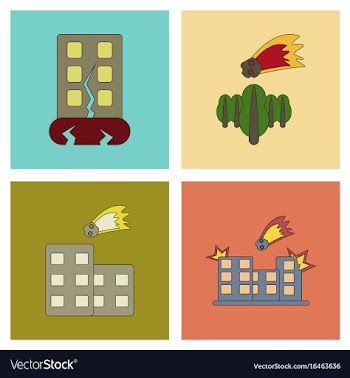 Assembly flat icons natural disasters vector image