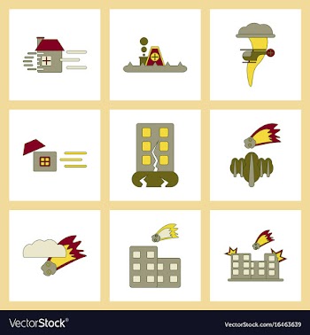 Assembly flat icons natural disasters vector image