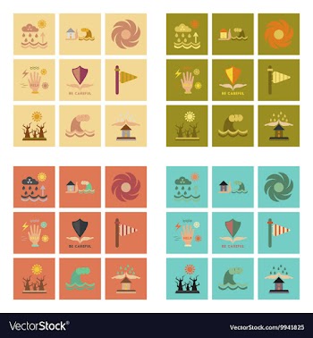 Assembly flat icons natural disasters vector image