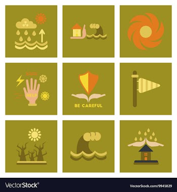 Assembly flat icons natural disasters vector image