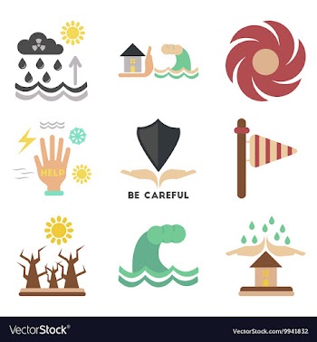 Assembly flat icons natural disasters vector image