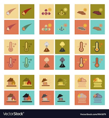 Assembly flat icons natural disasters vector image