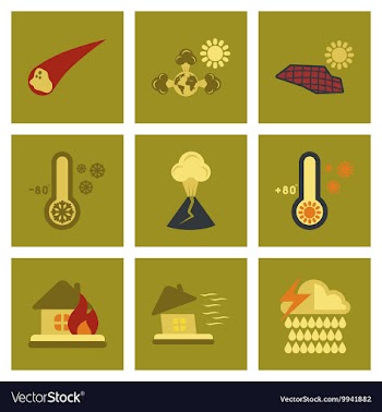 Assembly flat icons natural disasters vector image