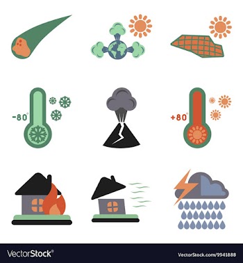 Assembly flat icons natural disasters vector image