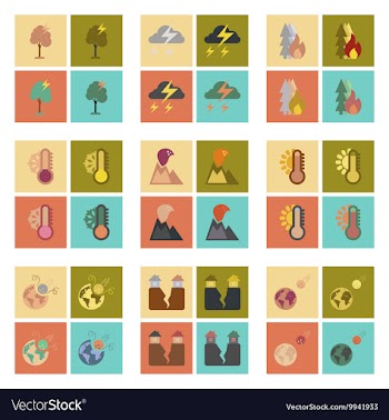 Assembly flat icons natural disasters vector image