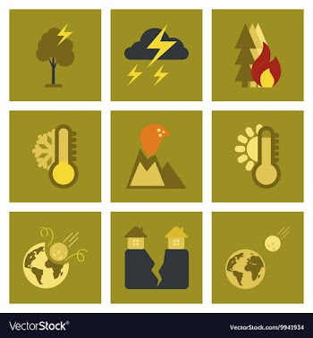 Assembly flat icons natural disasters vector image