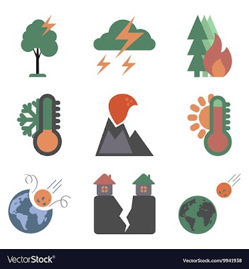Assembly flat icons natural disasters vector image
