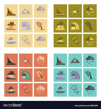 Assembly flat icons natural disasters vector image