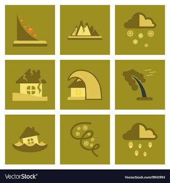 Assembly flat icons natural disasters vector image