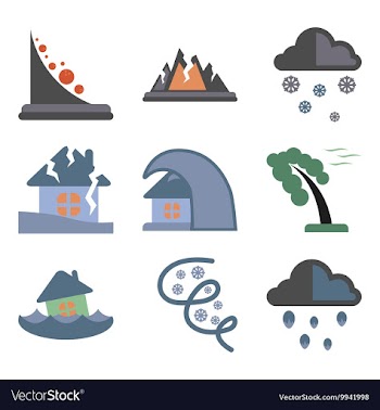 Assembly flat icons natural disasters vector image