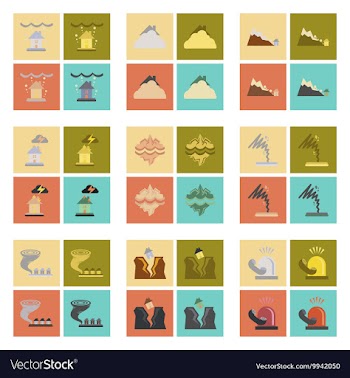 Assembly flat icons natural disasters vector image