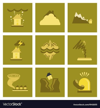 Assembly flat icons natural disasters vector image