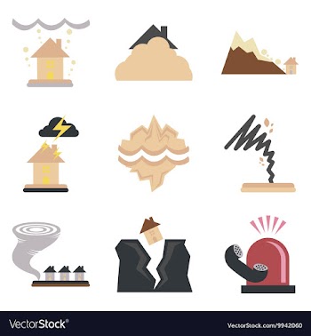 Assembly flat icons natural disasters vector image