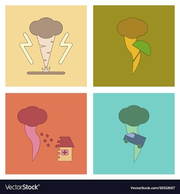 Assembly flat icons natural natural disaster vector image