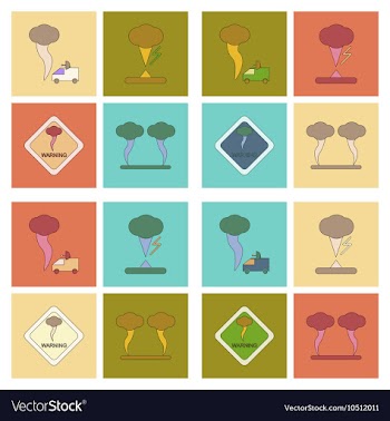 Assembly flat icons natural natural disaster vector image