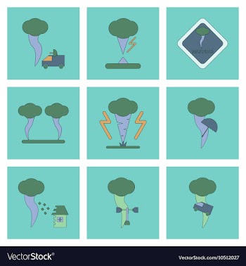 Assembly flat icons natural natural disaster vector image