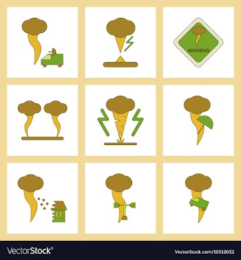 Assembly flat icons natural natural disaster vector image