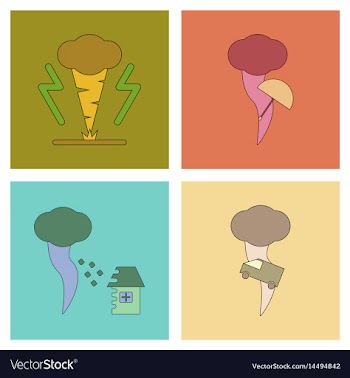 Assembly flat icons natural natural disaster vector image