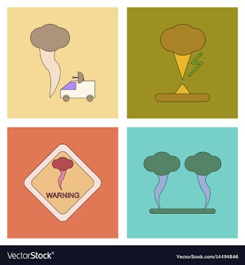 Assembly flat icons natural natural disaster vector image