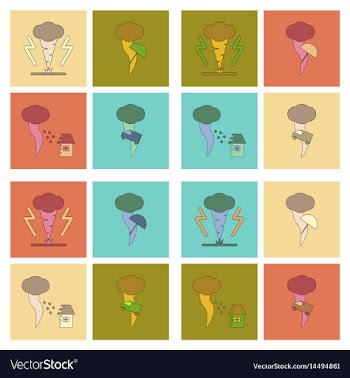 Assembly flat icons natural natural disaster vector image