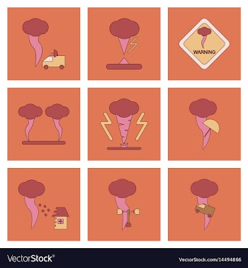 Assembly flat icons natural natural disaster vector image