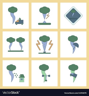 Assembly flat icons natural natural disaster vector image