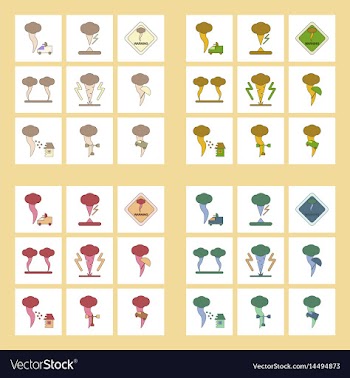 Assembly flat icons natural natural disaster vector image