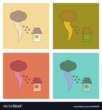 Assembly flat icons natural tornado destruction vector image